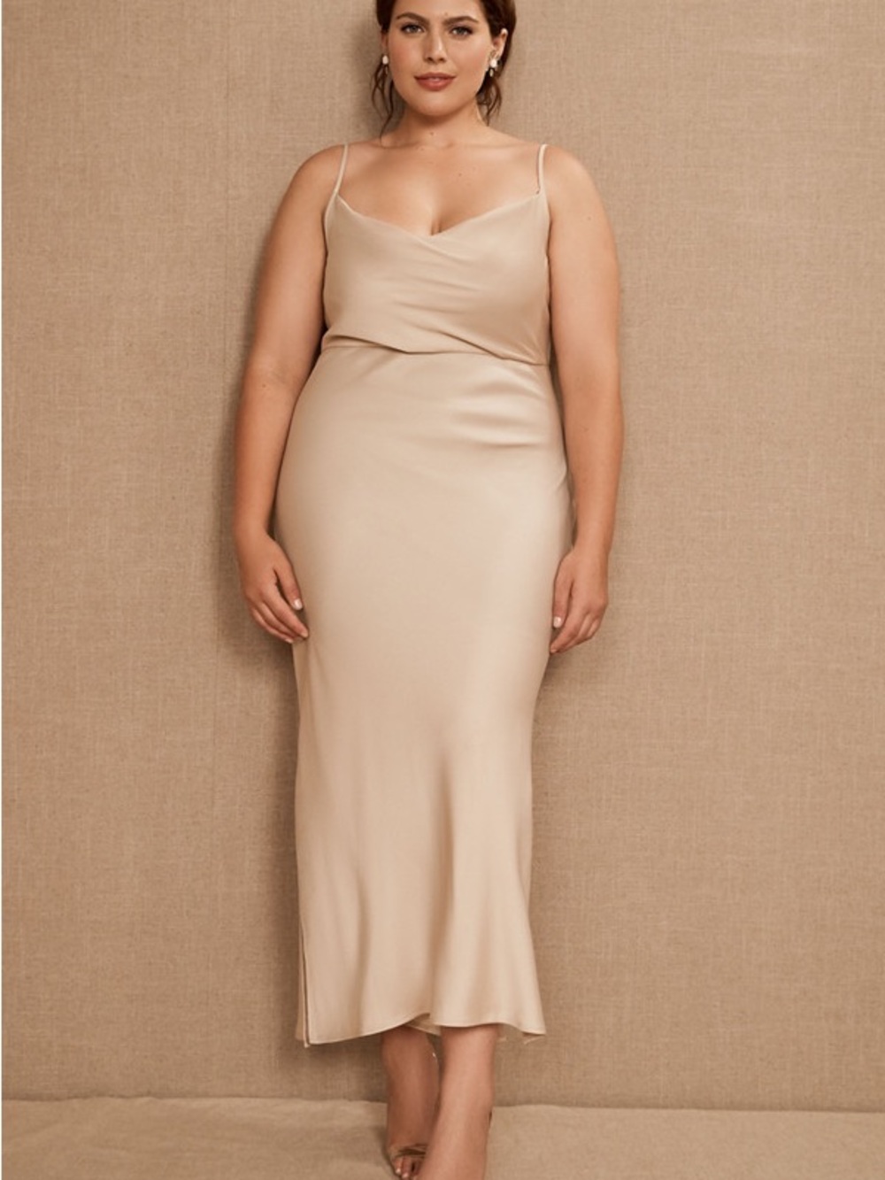 BHLDN Cali Satin Cowl-Neck Midi Slip Dress NWT PLUS size 20